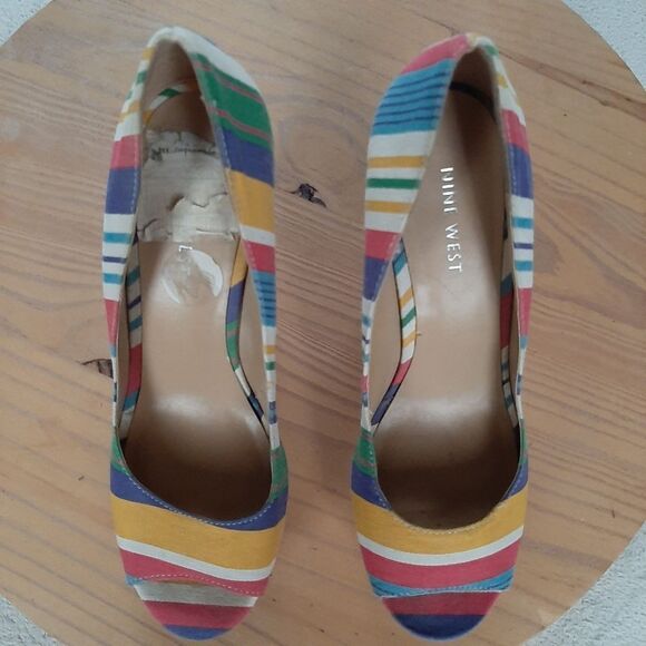 Nine West Platform Peeptoe Wedge Heels Size 8 - Picture 5 of 9